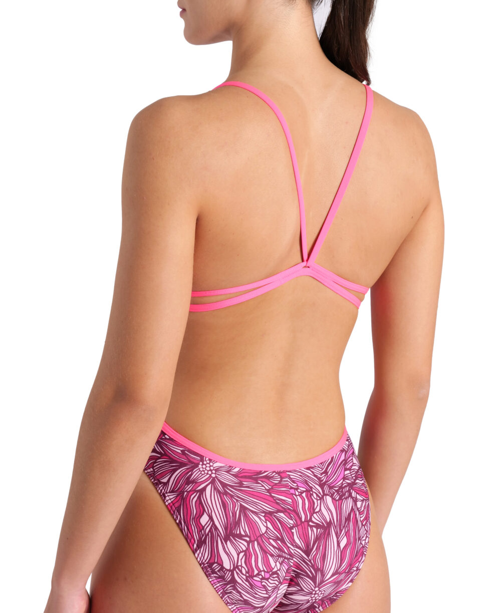 Arena Pink Dahlia Swimsuit Lace Back Ženski ružičasti kupaći kostim s Dahlia čipkom - Image 4